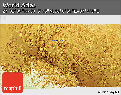 Physical 3D Map of the Area around 27° 48' 57" N, 36° 37' 30" E