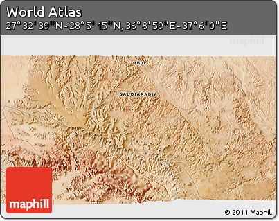 Satellite 3D Map of the Area around 27° 48' 57" N, 36° 37' 30" E