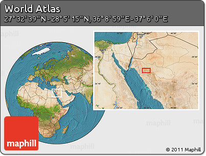 Satellite Location Map of the Area around 27° 48' 57" N, 36° 37' 30" E