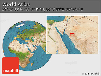 Satellite Location Map of the Area around 27° 48' 57" N, 36° 37' 30" E