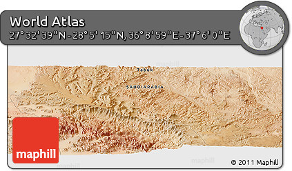 Satellite Panoramic Map of the Area around 27° 48' 57" N, 36° 37' 30" E