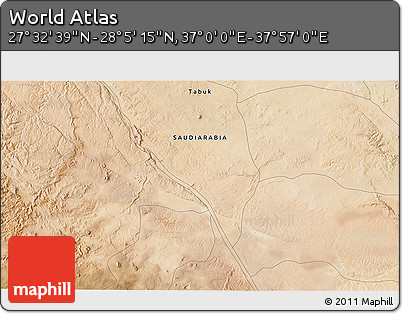 Satellite 3D Map of the Area around 27° 48' 57" N, 37° 28' 30" E