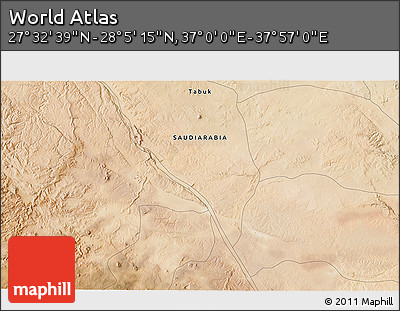 Satellite 3D Map of the Area around 27° 48' 57" N, 37° 28' 30" E