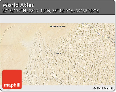 Satellite 3D Map of the Area around 27° 48' 57" N, 39° 10' 29" E