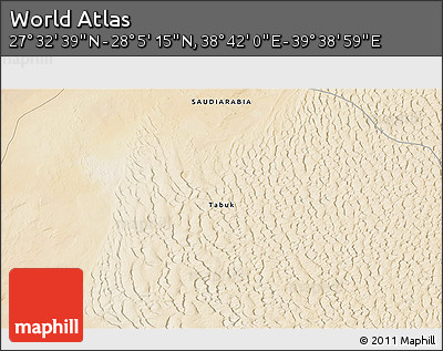Satellite 3D Map of the Area around 27° 48' 57" N, 39° 10' 29" E