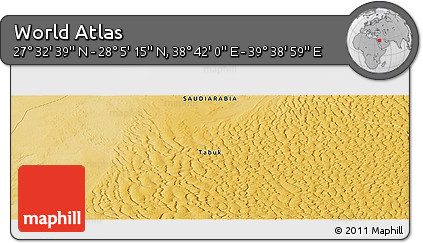 Physical Panoramic Map of the Area around 27° 48' 57" N, 39° 10' 29" E