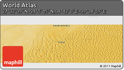 Physical Panoramic Map of the Area around 27° 48' 57" N, 39° 10' 29" E