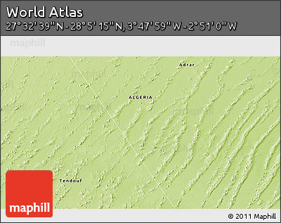 Physical 3D Map of the Area around 27° 48' 57" N, 3° 19' 30" W