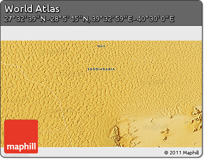 Physical 3D Map of the Area around 27° 48' 57" N, 40° 1' 29" E