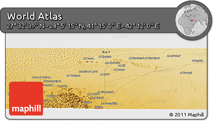 Physical Panoramic Map of the Area around 27° 48' 57" N, 41° 43' 30" E