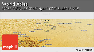 Physical Panoramic Map of the Area around 27° 48' 57" N, 41° 43' 30" E