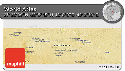 Physical Panoramic Map of the Area around 27° 48' 57" N, 42° 34' 30" E