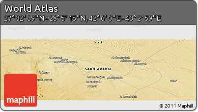 Physical Panoramic Map of the Area around 27° 48' 57" N, 42° 34' 30" E
