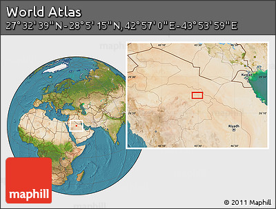 Satellite Location Map of the Area around 27° 48' 57" N, 43° 25' 29" E
