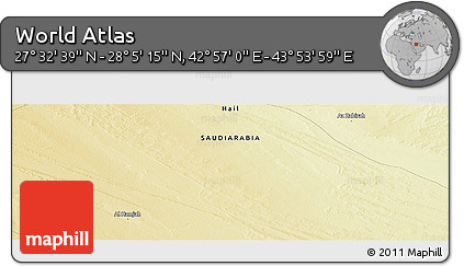 Physical Panoramic Map of the Area around 27° 48' 57" N, 43° 25' 29" E