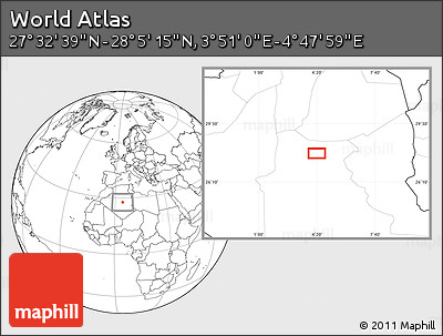 Blank Location Map of the Area around 27° 48' 57" N, 4° 19' 30" E