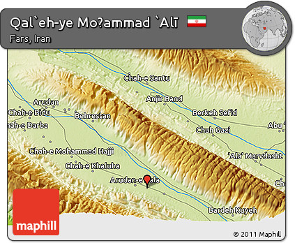 Physical 3D Map of Qal`eh-ye Moḩammad `Alī