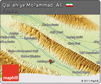 Physical 3D Map of Qal`eh-ye Moḩammad `Alī