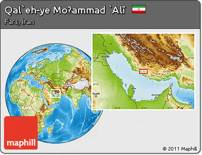 Physical Location Map of Qal`eh-ye Moḩammad `Alī