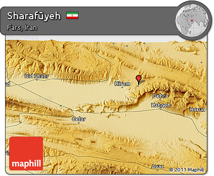 Physical 3D Map of Sharafūyeh
