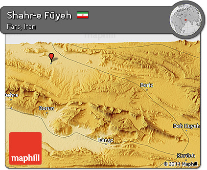 Physical 3D Map of Shahr-e Fūyeh