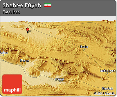 Physical 3D Map of Shahr-e Fūyeh