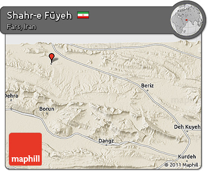 Shaded Relief 3D Map of Shahr-e Fūyeh