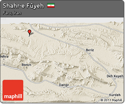 Shaded Relief 3D Map of Shahr-e Fūyeh