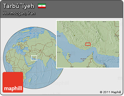 Savanna Style Location Map of Tarbū”īyeh, hill shading