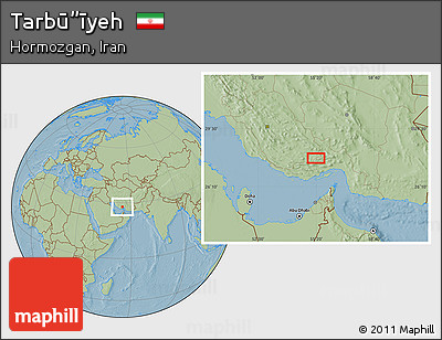 Savanna Style Location Map of Tarbū”īyeh, hill shading