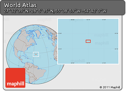 Gray Location Map of the Area around 27° 48' 57" N, 55° 10' 29" W
