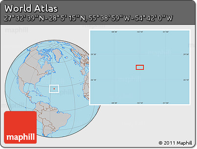 Gray Location Map of the Area around 27° 48' 57" N, 55° 10' 29" W