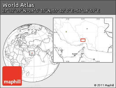 Blank Location Map of the Area around 27° 48' 57" N, 56° 10' 29" E