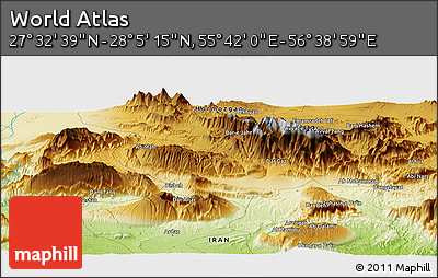 Physical Panoramic Map of the Area around 27° 48' 57" N, 56° 10' 29" E
