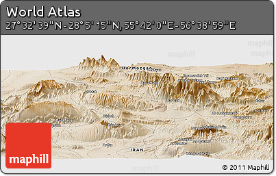 Satellite Panoramic Map of the Area around 27° 48' 57" N, 56° 10' 29" E