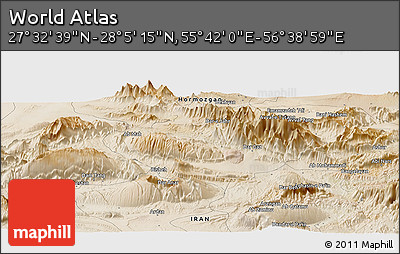 Satellite Panoramic Map of the Area around 27° 48' 57" N, 56° 10' 29" E