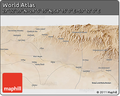 Satellite 3D Map of the Area around 27° 48' 57" N, 58° 43' 30" E