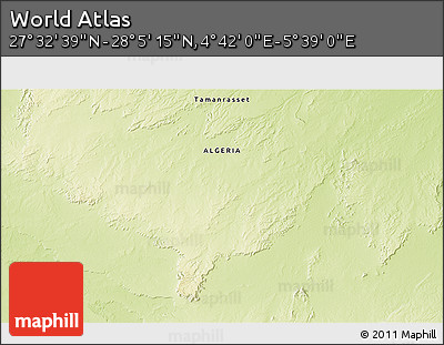 Physical 3D Map of the Area around 27° 48' 57" N, 5° 10' 30" E