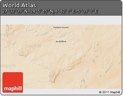 Satellite 3D Map of the Area around 27° 48' 57" N, 5° 10' 30" E