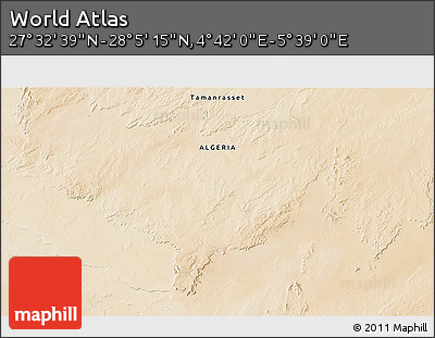 Satellite 3D Map of the Area around 27° 48' 57" N, 5° 10' 30" E