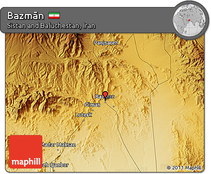 Physical 3D Map of Bazmān