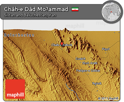 Physical 3D Map of Chāh-e Dād Moḩammad