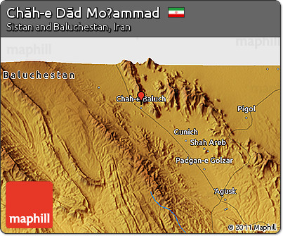 Physical 3D Map of Chāh-e Dād Moḩammad