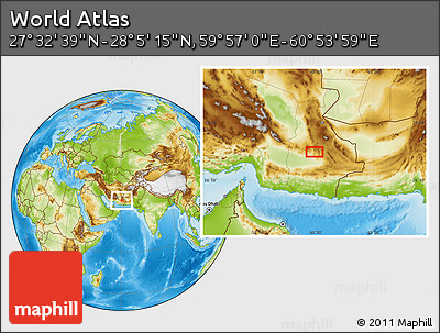 Physical Location Map of the Area around 27° 48' 57" N, 60° 25' 29" E