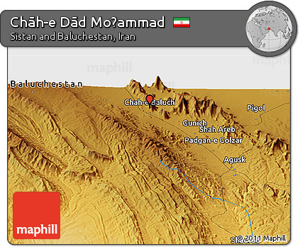 Physical Panoramic Map of Chāh-e Dād Moḩammad