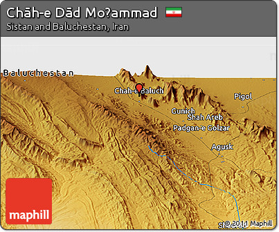 Physical Panoramic Map of Chāh-e Dād Moḩammad