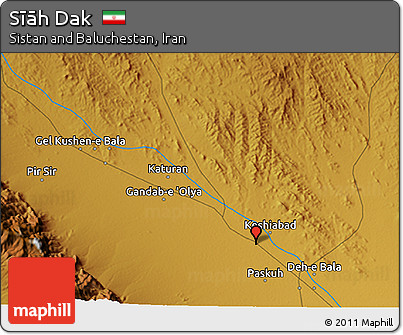 Physical 3D Map of Sīāh Dak