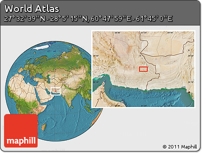 Satellite Location Map of the Area around 27° 48' 57" N, 61° 16' 29" E