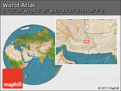 Satellite Location Map of the Area around 27° 48' 57" N, 61° 16' 29" E