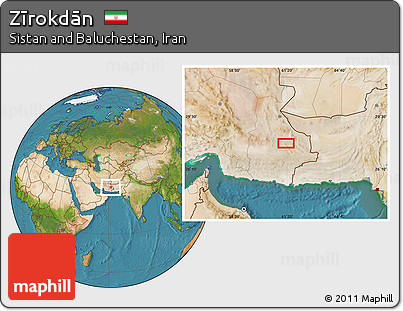 Satellite Location Map of Zīrokdān
